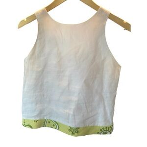 Maggie Breen Big Girl Teen Linen White Sleeveless Tank Top